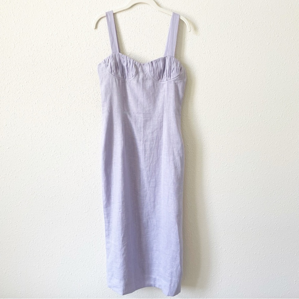 Bhoomi Paris Summer Somewhere 100% Linen Lavender Dress Sz Small Coastal Corset